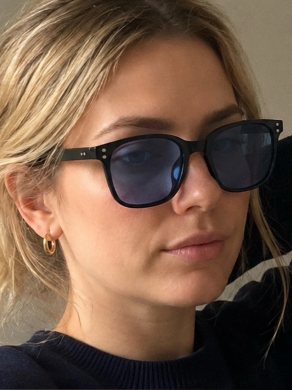 Black Frame Blue Lens Sunglasses | Y2K Minimal Street Style